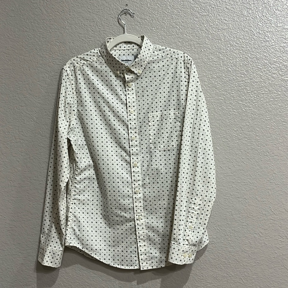 Goodfellow & Co Men's Sz S Cream Long Sleeve Button Down Slim Fit Shirt